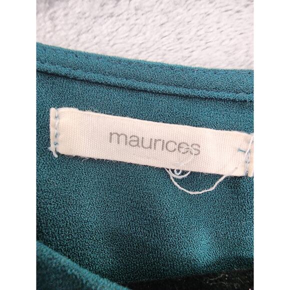 Maurices Ruffled Lace Cold Shoulder Long Sleeve Blouse Size S Green Back Button - Picture 2 of 8